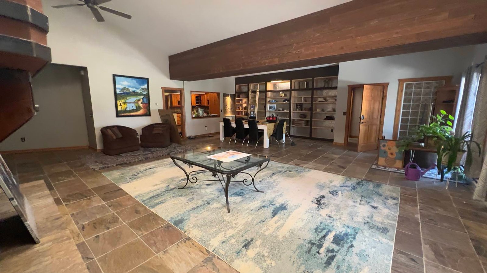 Open great room and dining area